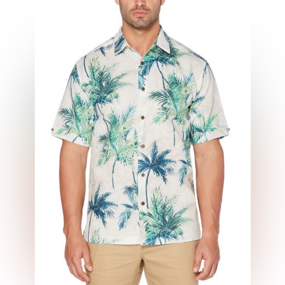 Cubavera Tropical Palm Print Men's Button Down Shirt Size 3XLT